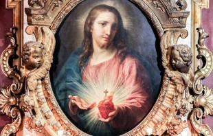 An image of the Sacred Heart in the Church of the Jesu, in Rome. Credit: Daniel Ibanez/CNA