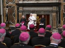 Pope Leo XIV address papal representatives on June 10, 2025, at the Vatican.