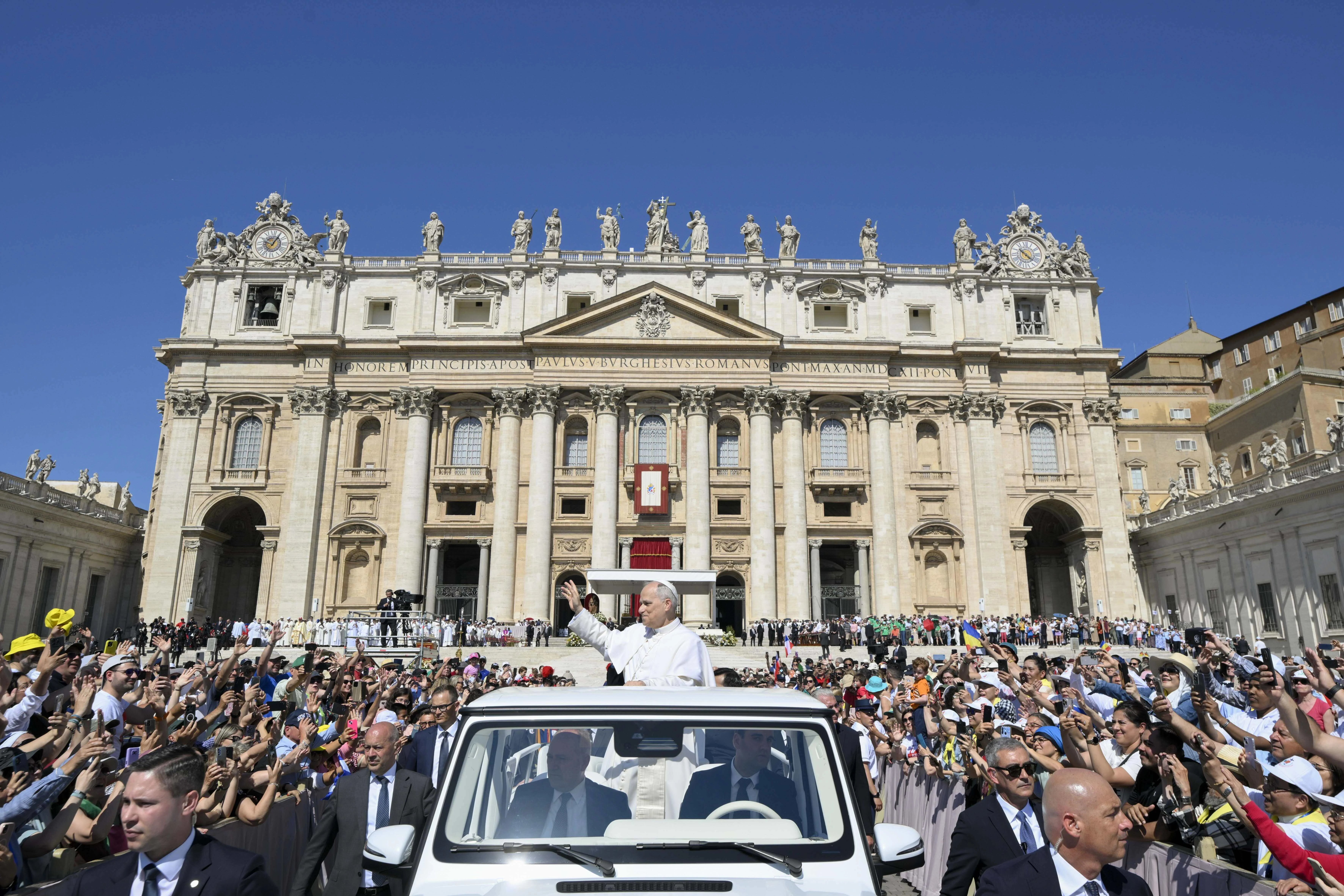 Pope Leo greets pilgrims during the Jubilee of Families, Children, Grandparents, and the Elderly on Sunday, June 1, 2025.?w=200&h=150