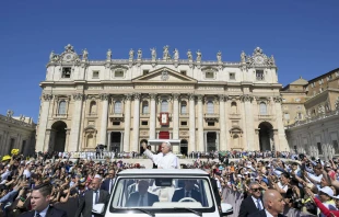 Pope Leo greets pilgrims during the Jubilee of Families, Children, Grandparents, and the Elderly on Sunday, June 1, 2025. Credit: Vatican Media