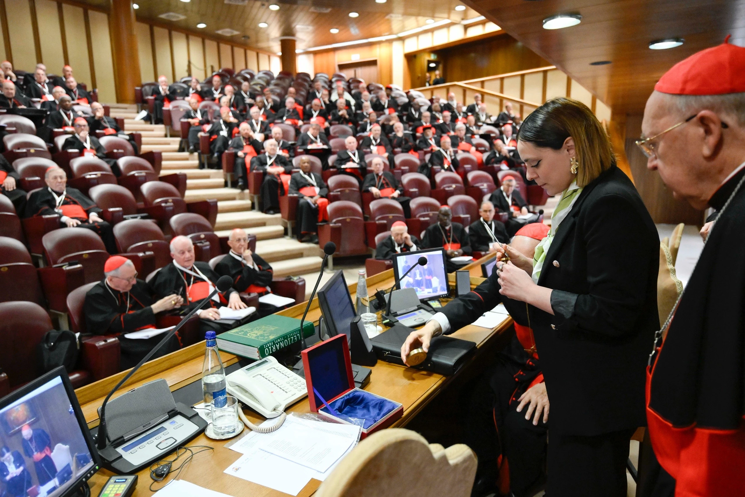 The papal fisherman’s ring and lead seal are nulled during the 12th general congregation of the College of Cardinals on Tuesday, May 6, 2025.?w=200&h=150