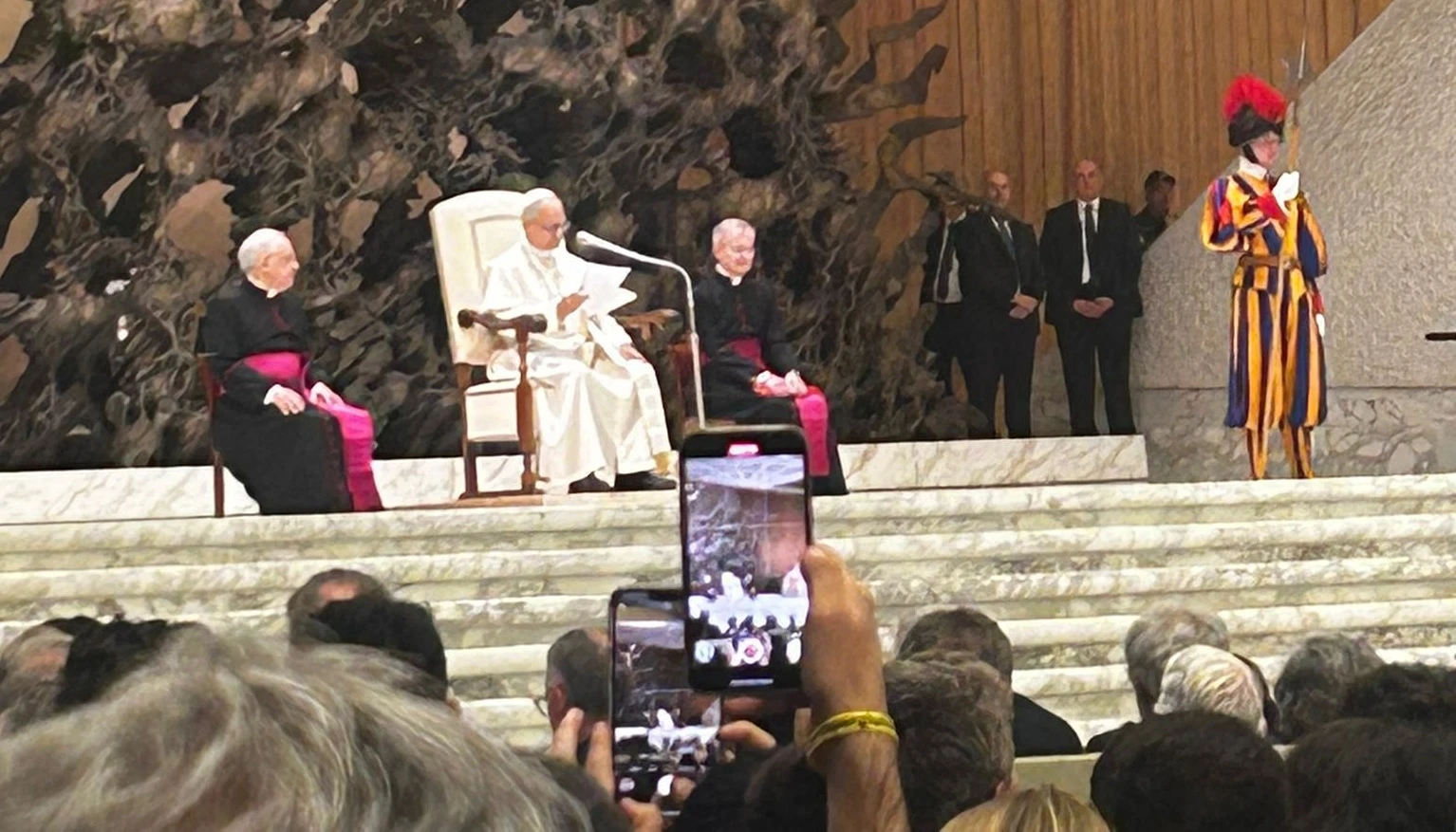 Pope Leo XIV speaks to journalists on May 12, 2025, in the Paul VI Audience Hall at the Vatican.?w=200&h=150