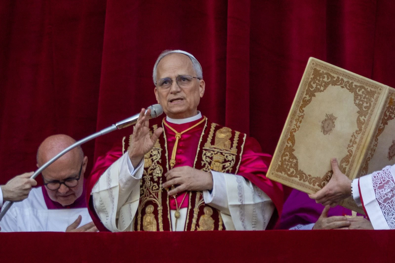 Pope Leo XIV waves to pilgrims in St. Peter’s Square shortly after his election on Thursday, May 8, 2025.?w=200&h=150