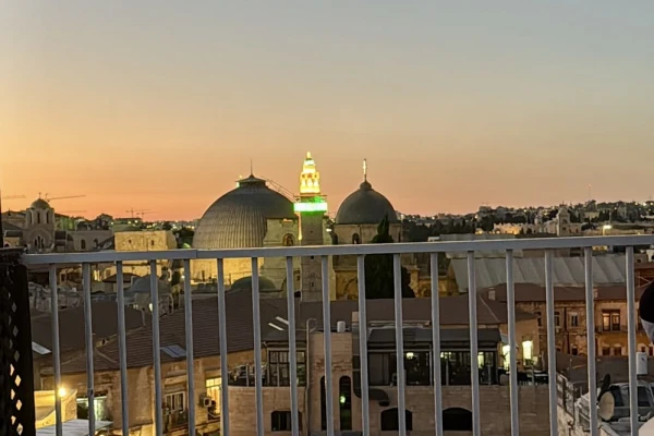 The view of the Holy Sepulchre from the rooftop of the New Citadel Hostel where Cameron Mumford stayed. Credit: Cameron Mumford