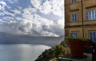 The Vatican Gardens at Castel Gandolfo is located on the wooded slopes of the Alban Hills, overlooking the blue waters of a small volcanic crater lake. Credit: Courtney Mares/CNA