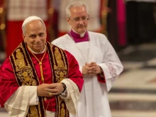 Pope Leo XIV at the Basilica of St. Paul Outside the Walls on May 20, 2025.