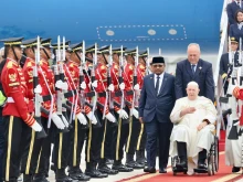 Pope Francis arrives in Jakarta, Indonesia, on Tuesday, Sept. 3, 2024.
