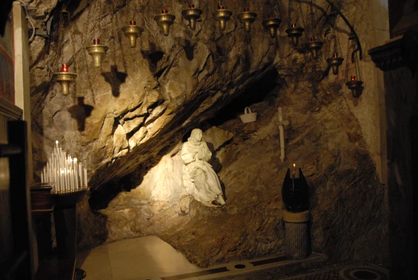 Subiaco's Sacred Cave — the "speco" — where St. Benedict found shelter and lived as a hermit for about three years. It eventually became a pilgrimage site and source of spiritual inspiration, and over the centuries, a magnificent monastic complex was built around it. Credit: D. Ermacora