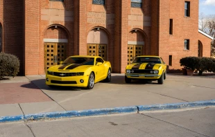 The 2010 Chevy Camaro SS and 1967 Chevy Camaro SS being raffled in the Diocese of Gallup’s annual V8’s for Vocations car raffle. Credit: Photo courtesy of V8’s for Vocations