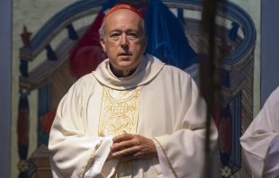 Cardinal Robert McElroy at the Church of San Frumenzio ai Prati Fiscali in Rome on Apr. 23, 2023, when he took possession of his titular church as a cardinal. Credit: Pablo Esparza/CNA