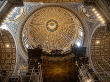 A view of the baldacchino underneath the central dome of St. Peter’s Basilica.
