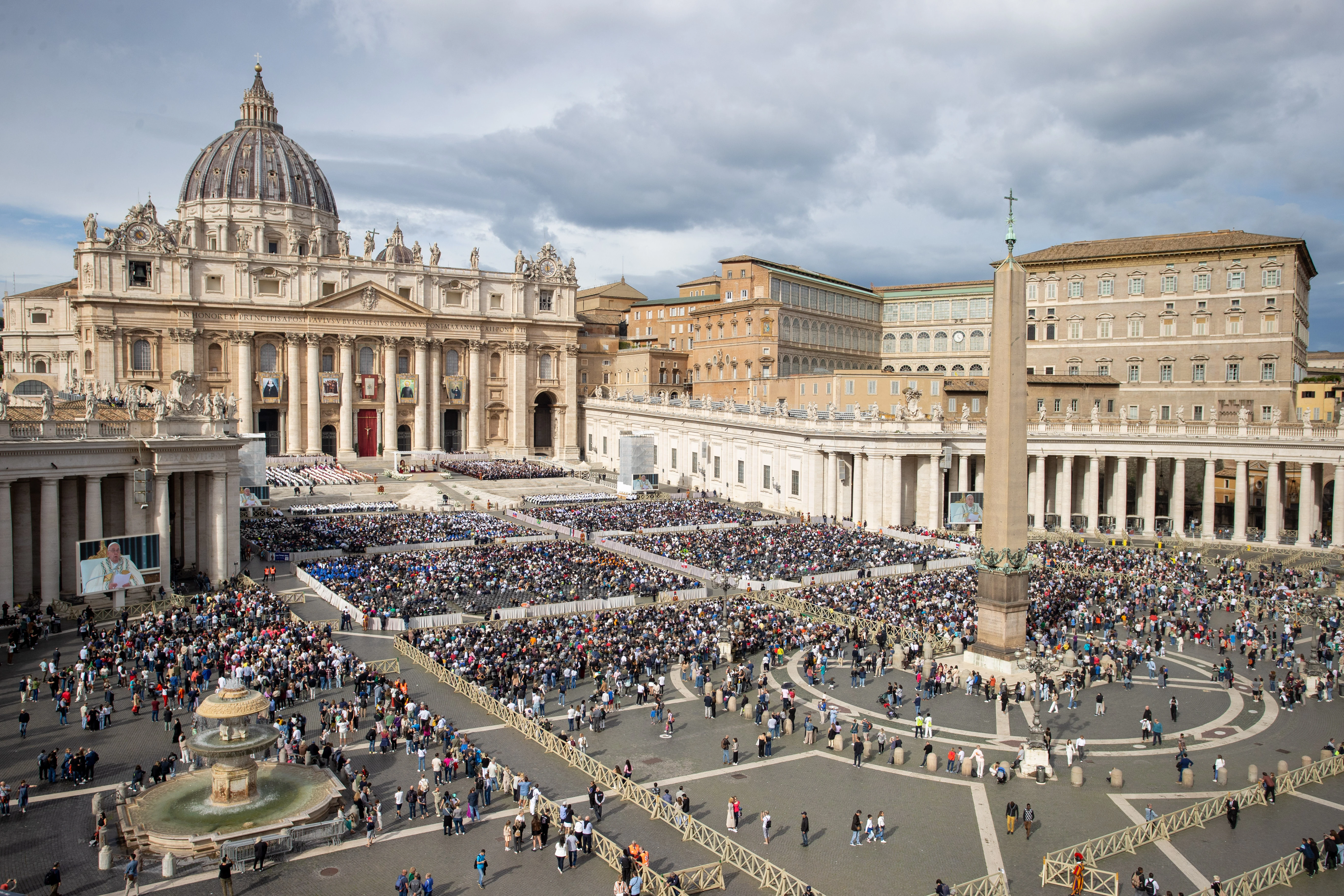 Pilgrims gather in St. Peter’s Square for a Mass and canonization of 14 new saints on Sunday, Oct. 20, 2024.?w=200&h=150