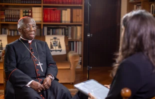 Cardinal Francis Arinze speaks to EWTN News on Thursday, Feb. 20, 2025 Credit: Daniel Ibáñez/CNA