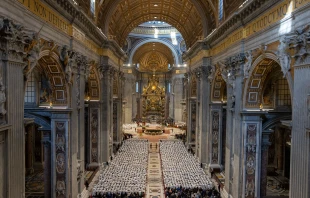 Deacons gather in St. Peter’s Basilica in Rome in February. The number of deacons in the U.S. has declined year over year, according to a recent report, June 13, 2025. Credit: Daniel Ibáñez/CNA