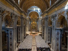 Deacons gather in St. Peter’s Basilica in Rome in February. The number of deacons in the U.S. has declined year over year, according to a recent report, June 13, 2025.