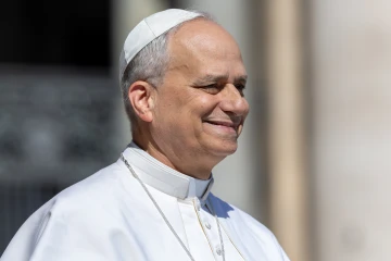 Pope Leo XIV smiles at the crowds at St. Peter's Square on Sunday, June 1, 2025, gathered for the Jubilee of Families, Children, Grandparents and the Elderly.