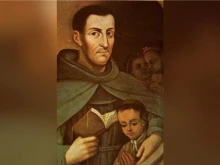 A painting of Franciscan missionary Pedro de Gante with Juan Diego, whom the friar baptized along with Diego’s wife in 1525.