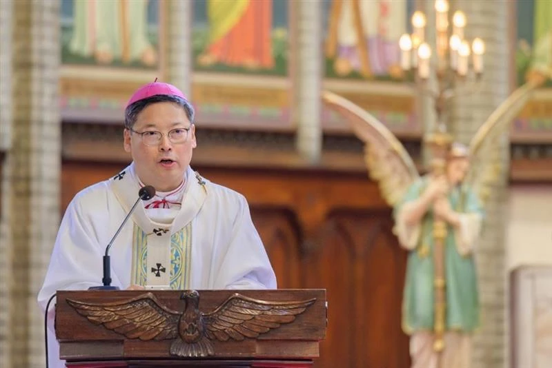 Archbishop Peter Chung Soon-Taick delivers his homily at the Mass for a Day of prayer for National Reconciliation and Unity at Myeongdong Cathedral on June 22, 2025, in anticipation of the 75th anniversary of the start of the Korean War on June 25.?w=200&h=150
