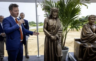 A life-sized statue of Christ is displayed at the site of the Stations of the Cross garden in Maysville, Kentucky, Tuesday, June 3, 2025. Credit: Tammie Brown Photography