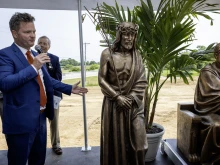 A life-sized statue of Christ is displayed at the site of the Stations of the Cross garden in Maysville, Kentucky, Tuesday, June 3, 2025.