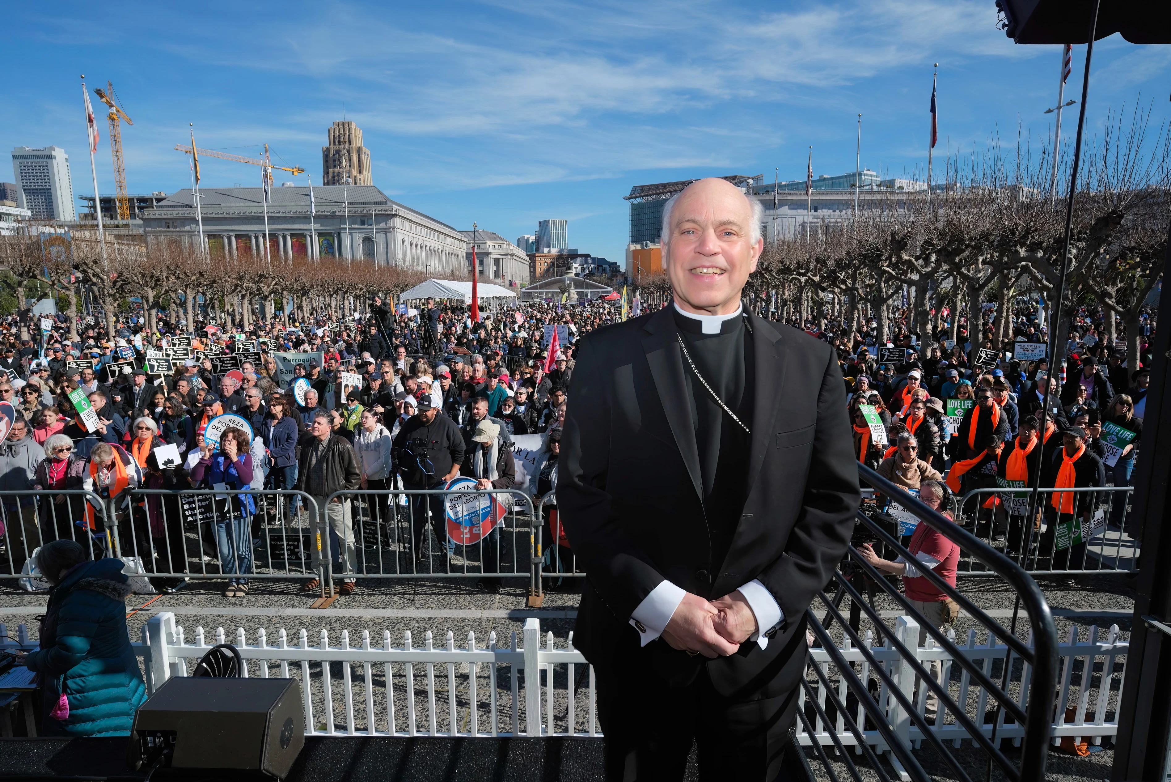Archbishop Salvatore Cordileone at the San Francisco walk for life on Jan. 21, 2023.?w=200&h=150