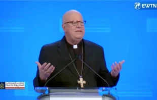 Bishop William Byrne of the Diocese of Springfield, Massachusetts, gives the keynote address at the 2024 National Catholic Prayer Breakfast in Washington, D.C., Feb. 8, 2024. Credit: EWTN