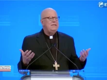 Bishop William Byrne of the Diocese of Springfield, Massachusetts, gives the keynote address at the 2024 National Catholic Prayer Breakfast in Washington, D.C., Feb. 8, 2024.