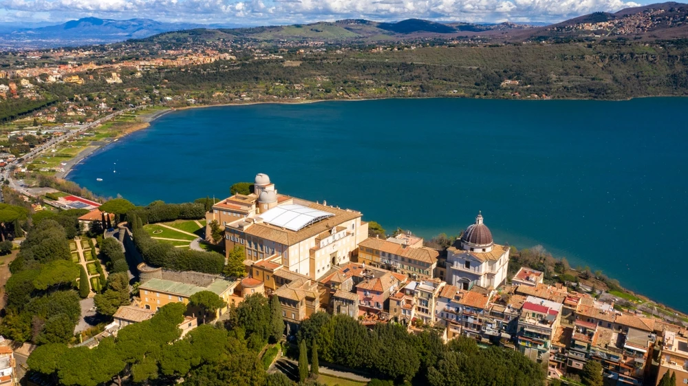 An aerial view of the papal palace of Castel Gandolfo near Rome. The apostolic palace is a complex of buildings served for centuries as a summer residence for the pope and overlooks Lake Albano.?w=200&h=150