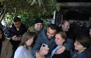 Deacon Johnny Al-Daoud celebrates his release from captivity in Syria on March 2, 2025, with family and friends. Credit: St. Michael's Church - Maskana Parish