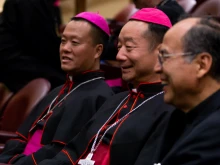 Bishop Joseph Guo Jincai (left) and Bishop Yang Xiaoting (right) at Opening of the XV Ordinary General Assembly of the Synod of Bishops.
