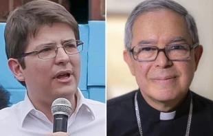 Miguel Uribe Turbay, Colombian senator and presidential hopeful; and Cardinal Luis José Rueda, archbishop of Bogotá. Credit: Luigi Venegas (CC BY-SA 4.0); Daniel Ibáñez/EWTN News