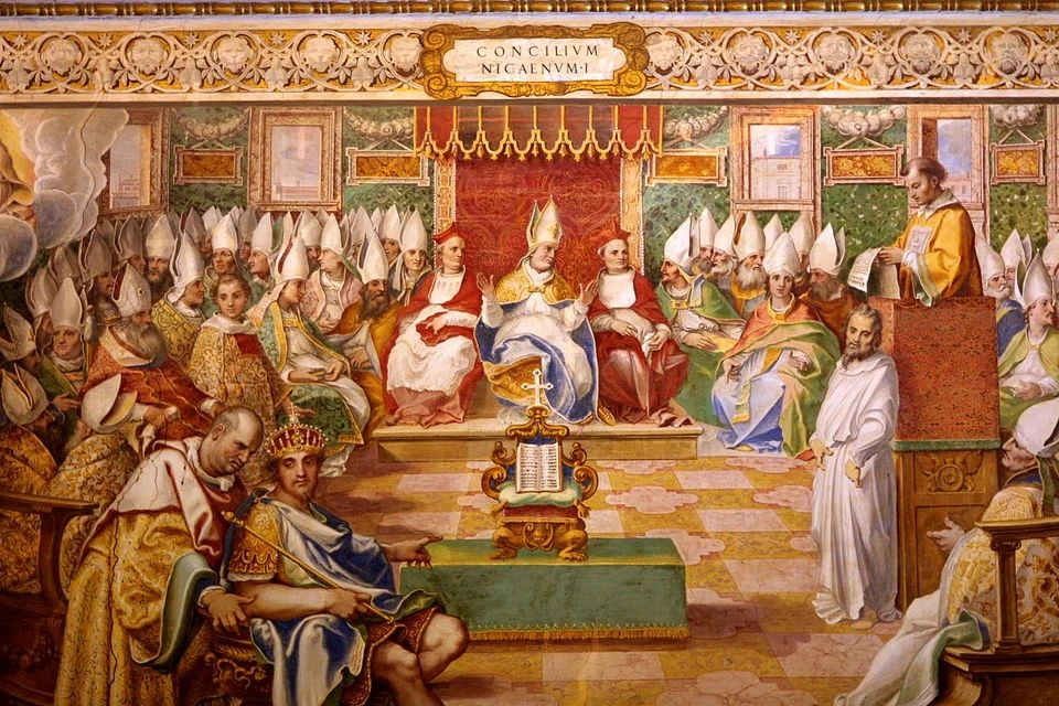 The Council of Nicaea in 325 as depicted in a fresco in Salone Sistino at the Vatican.?w=200&h=150