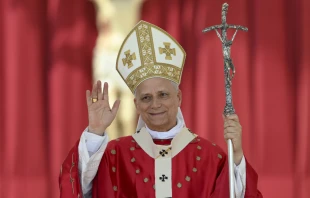 Pope Leo XIV celebrates Mass for the solemnity of Pentecost in St. Peter’s Square on June 8, 2025. In his homily, he emphasized the significance of the Holy Spirit in the life of a Christian. Credit: Vatican Media