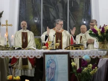 Cardinal Claudio Gugerotti presides over the Divine Liturgy at the Church of St. Paul’s Shrine in Tabbaleh, Damascus, on Jan. 25, 2025.