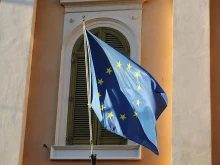 The flag of the European Union flying in Rome.