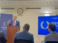 Jay Richards, the director of the Heritage Foundation’s DeVos Center for Life, Religion, and Family, speaks at a Fidelity Month gathering on June 9, 2025, in the Longworth House Office Building on Capitol Hill.