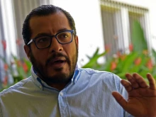 Nicaraguan academic and political activist Felix Maradiaga speaks during an interview with AFP in Managua on Feb. 11, 2021.