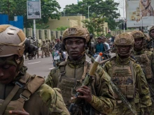 Democratic Republic of Congo Republican Guard soldiers walk in the streets of Kinshasa on March 1, 2025. As the M23 fighters continue their offensive in eastern DR Congo, hundreds of soldiers from the Republican Guard walk the streets of Kinshasa in a show of force.