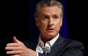 California Gov. Gavin Newsom speaks at East Los Angeles College on Feb. 26, 2025, in Monterey Park, California. Credit: Mario Tama/Getty Images