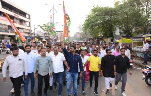Christians protest a recent attack on Catholics in Jabalpur on April 1, 2025. Credit: Diocese of Jabalpur