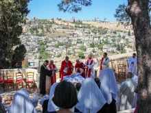 Monsignor Éric de Moulins-Beaufort, president of the French Bishops Conference, presides over the Mass that took place on Sept. 14, 2024, at Maison Abraham (Abraham House) in Jerusalem during the celebrations for the 60th anniversary of its foundation as a pilgrim guest house run by Secours Catholique-Caritas France.