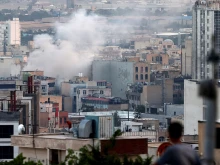 Smoke billows from an explosion in southwest Tehran on June 16, 2025. Iran’s state broadcaster was briefly knocked off the air by an Israeli strike and explosions rang out across Tehran on June 16 after a barrage of Iranian missiles killed 11 people in Israel on the fourth day of an escalating air war.