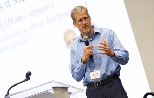 Daniel Kuebler, a professor of biology at Franciscan University, speaks at the 2025 Society of Catholic Scientists conference on June 7, 2025. Credit: Rui Barros Photography