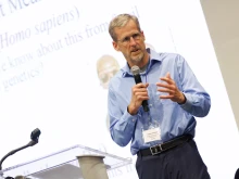 Daniel Kuebler, a professor of biology at Franciscan University, speaks at the 2025 Society of Catholic Scientists conference on June 7, 2025.