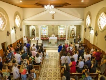 Mass in a Catholic church in Cotia, Sao Paulo, Brazil, on Jan. 25, 2020.