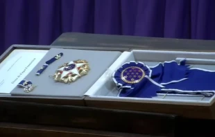 The Presidential Medal of Freedom awarded to Pope Francis. Credit: Courtesy of Metropolitan Cathedral of Buenos Aires/Screenshot