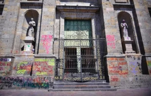 Cathedral Basilica of the Assumption of Most Holy Mary of Guadalajara after the International Women’s Day march on March 8, 2025. Credit: Archdiocese of Guadalajara