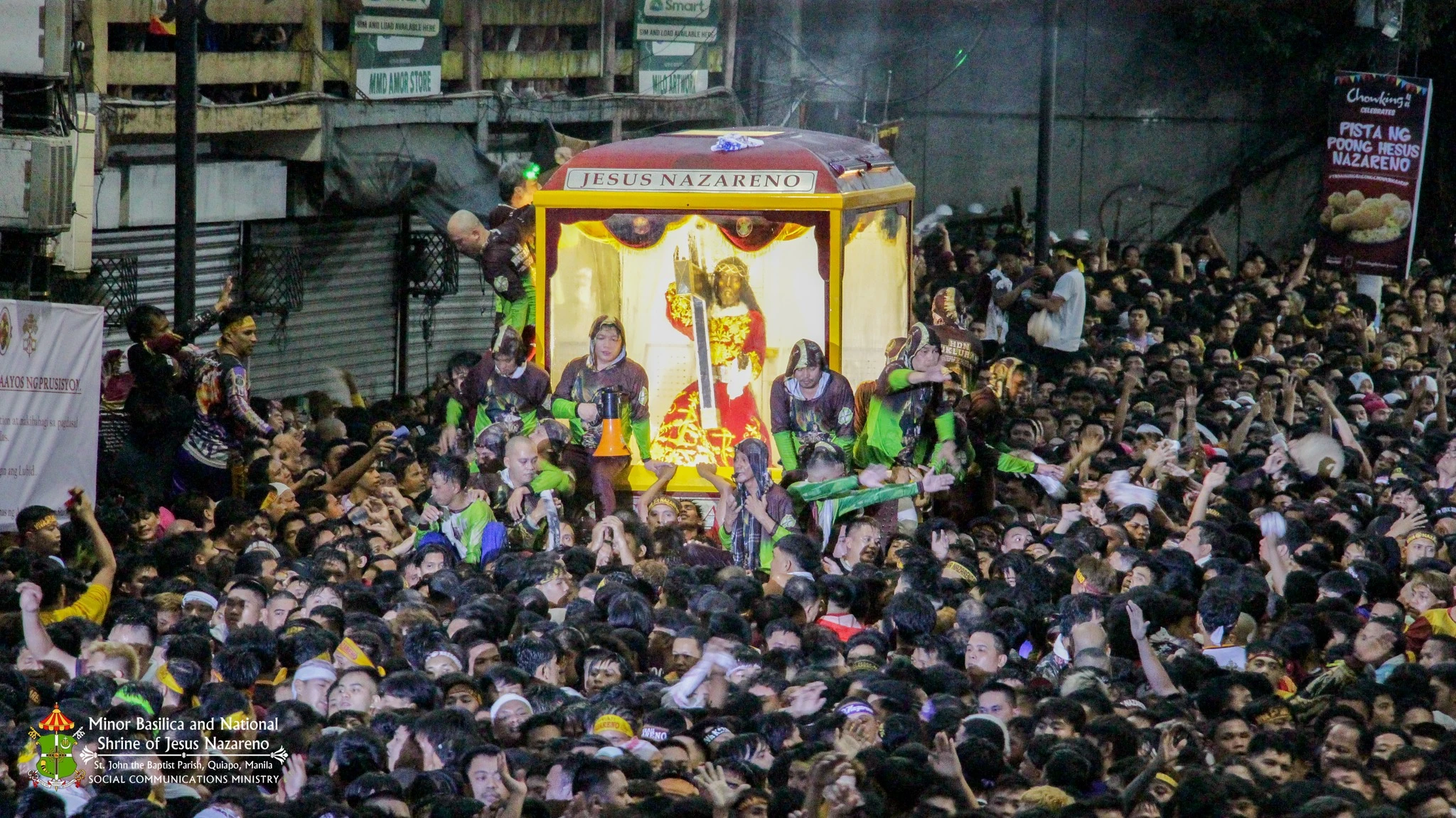 The miraculous image of Jesus Nazareno makes its way through the streets of Manila surrounded by thousands of devotees during the Traslacion procession celebrated annually on Jan. 9.?w=200&h=150