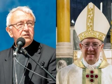 Cardinal Vincent Nichols, archbishop of Westminster, England (left), and Archbishop John Sherrington of Liverpool.
