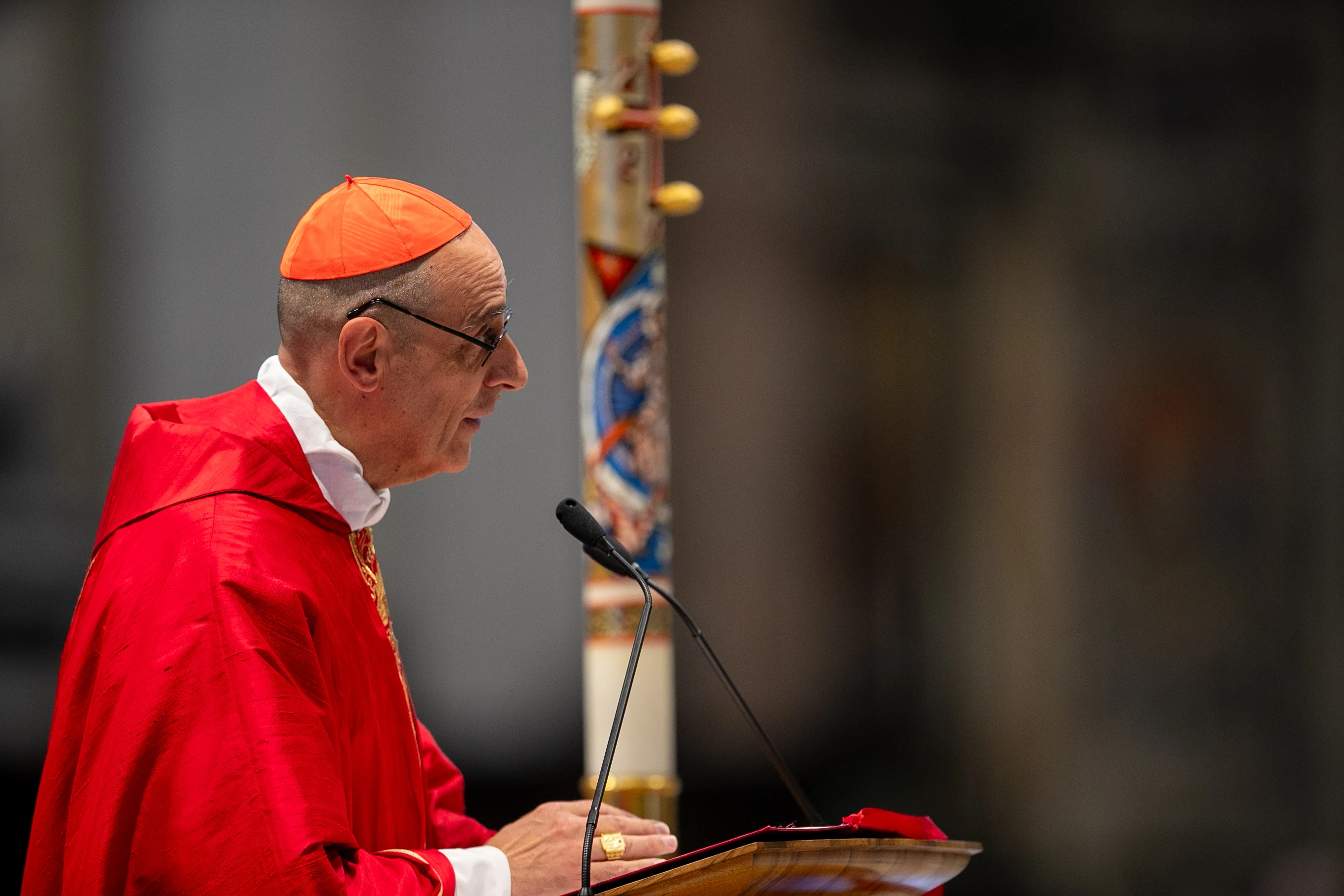 Cardinal Víctor Manuel Fernández delivers the homily during the sixth Novendiales Mass for Pope Francis on May 1, 2025, in St. Peter’s Basilica at the Vatican.?w=200&h=150